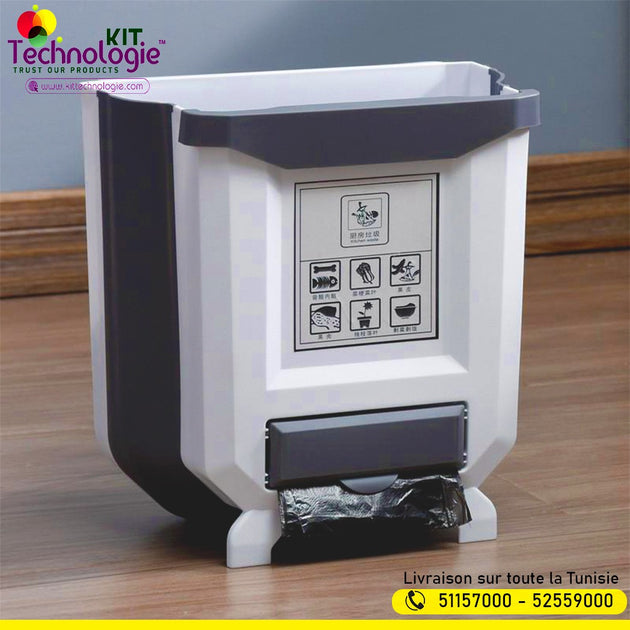 Poubelle de Cuisine Pliable & porte sachets