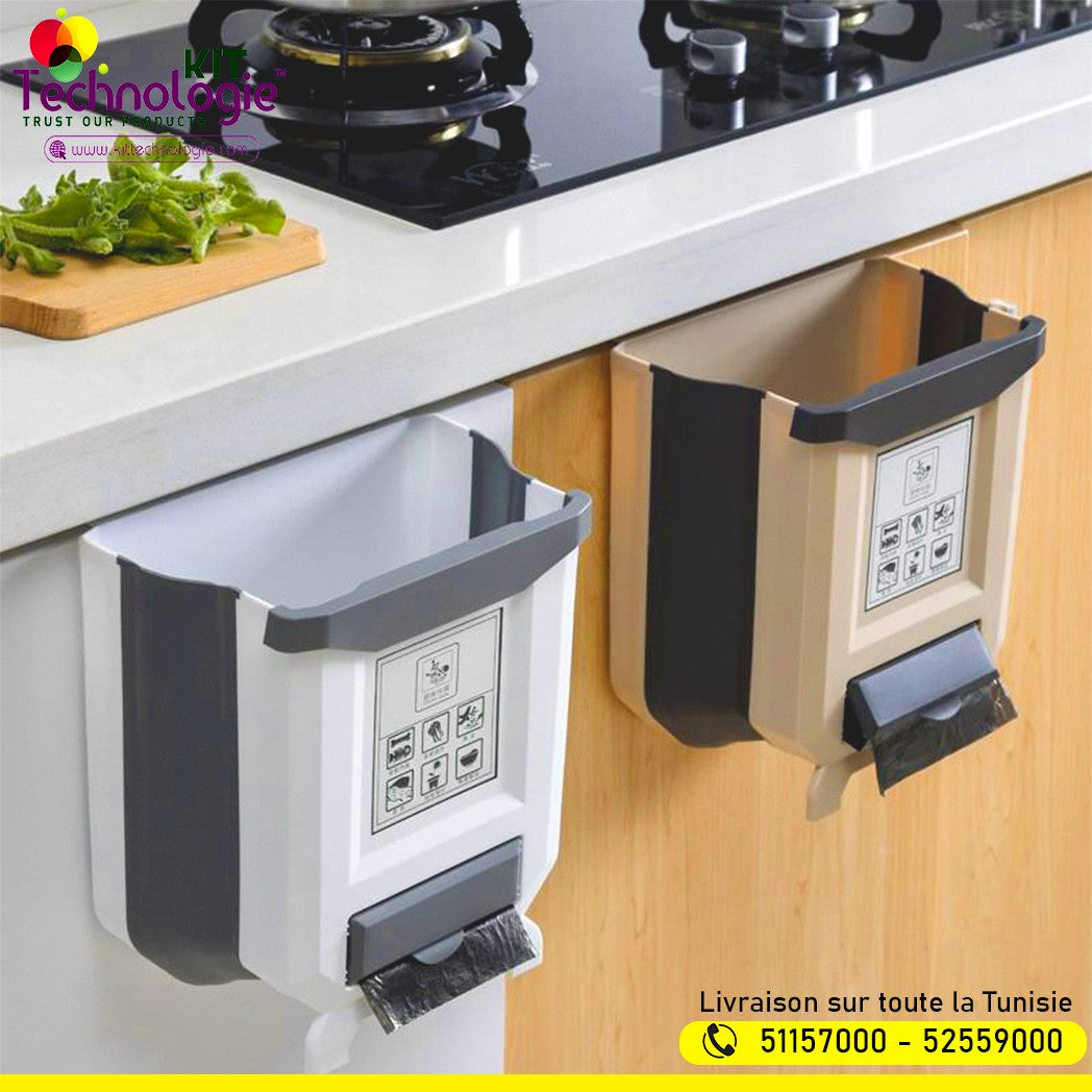 Poubelle de Cuisine Pliable & porte sachets