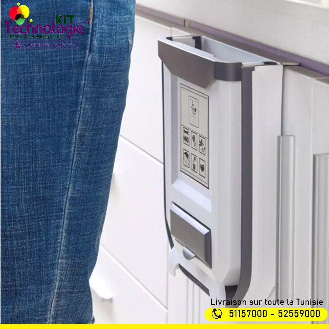 Poubelle de Cuisine Pliable & porte sachets