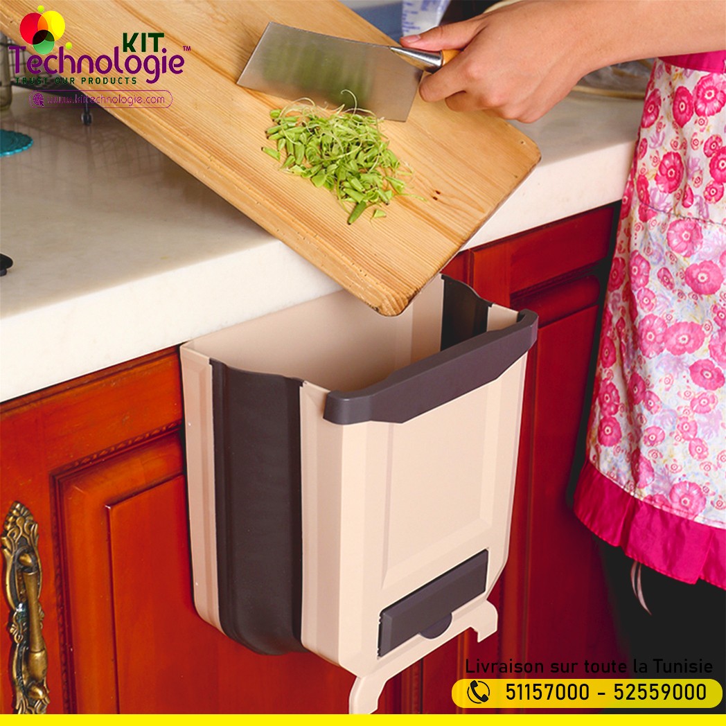Poubelle de Cuisine Pliable & porte sachets