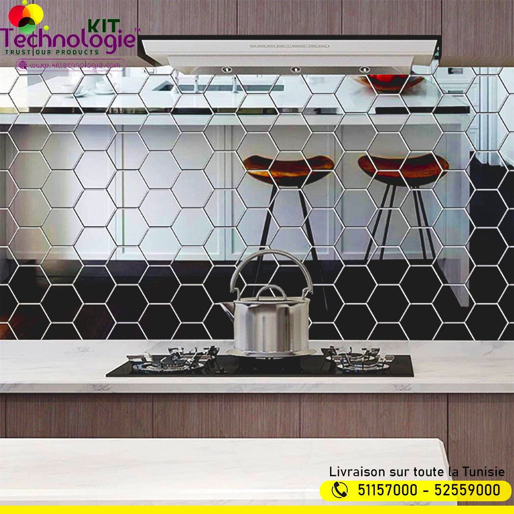 Pack Stickers Muraux ( Miroir Hexagonal 12PCs )