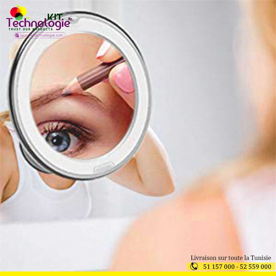 Miroir Magique Grossissant 10X Lumineux LED