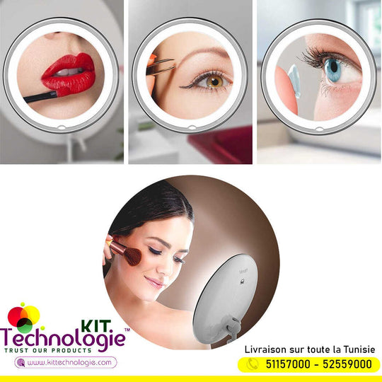 Miroir Magique Grossissant 10X Lumineux LED